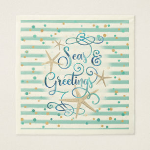 Tropical "SEAson's Greetings" Party Napkins