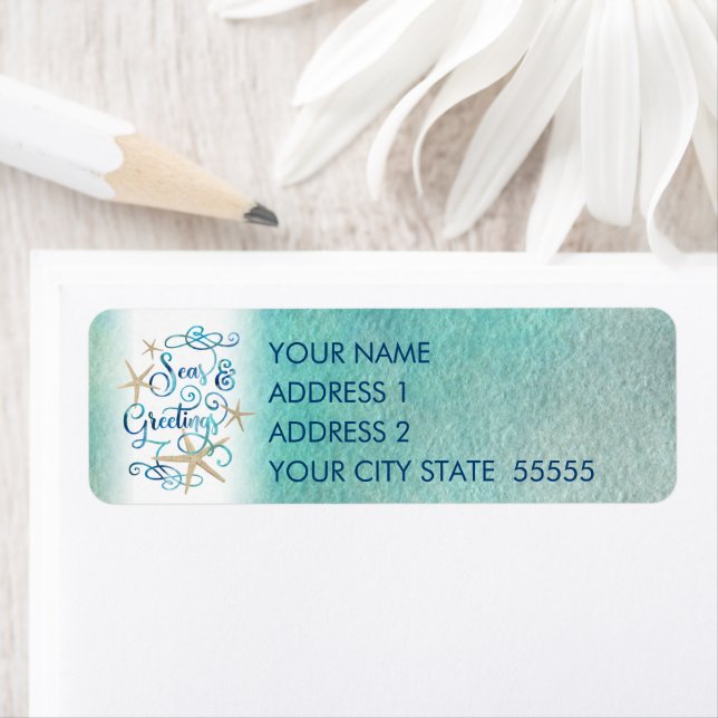 Tropical “SEAson's Greetings” Starfish Label (Insitu)