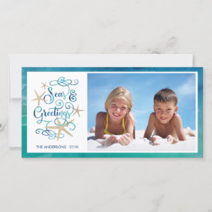 Tropical SEAsons Greetings Starfish Watercolor Holiday Card