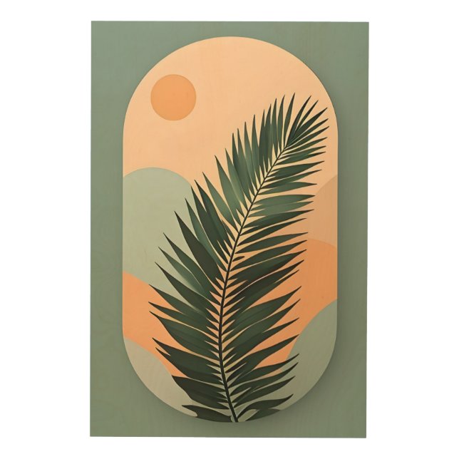 "Tropical Serenity: Boho-Inspired Palm Leaf Art" Wood Wall Art (Front)