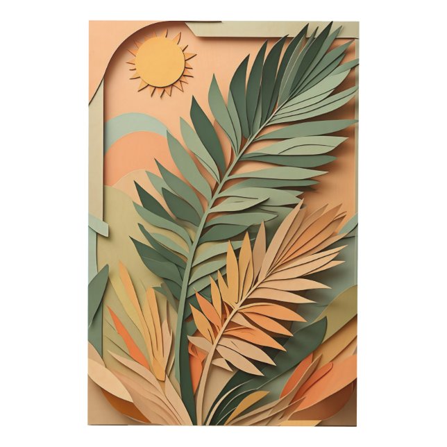 "Tropical Serenity: Boho-Inspired Palm Leaf Art" Wood Wall Art (Front)