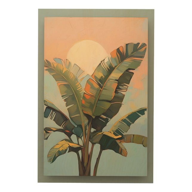 "Tropical Serenity: Boho-Inspired Palm Leaf Art" Wood Wall Art (Front)