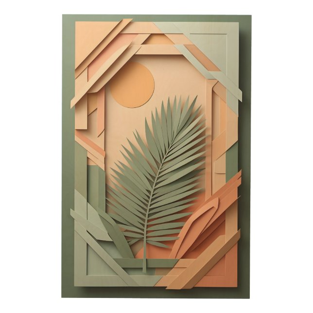 "Tropical Serenity: Boho-Inspired Palm Leaf Art" Wood Wall Art (Front)