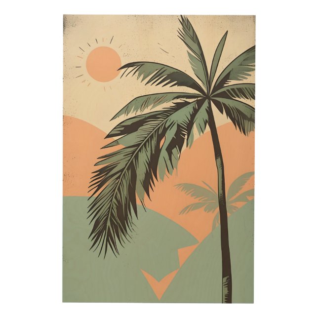 Tropical Serenity Boho-Inspired Palm Wood Wall Art (Front)