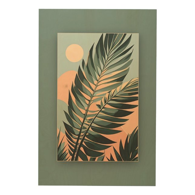 Tropical Serenity Boho-Inspired Palm Wood Wall Art (Front)