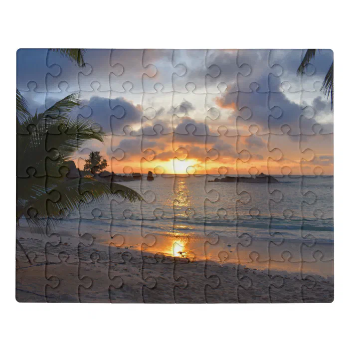 Puzzle Puzzel Seychelles Sunset Seychellen Insel Meer Sonnenuntergang Strand 