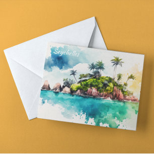 Tropical Seychelles Islands Painting Postcard