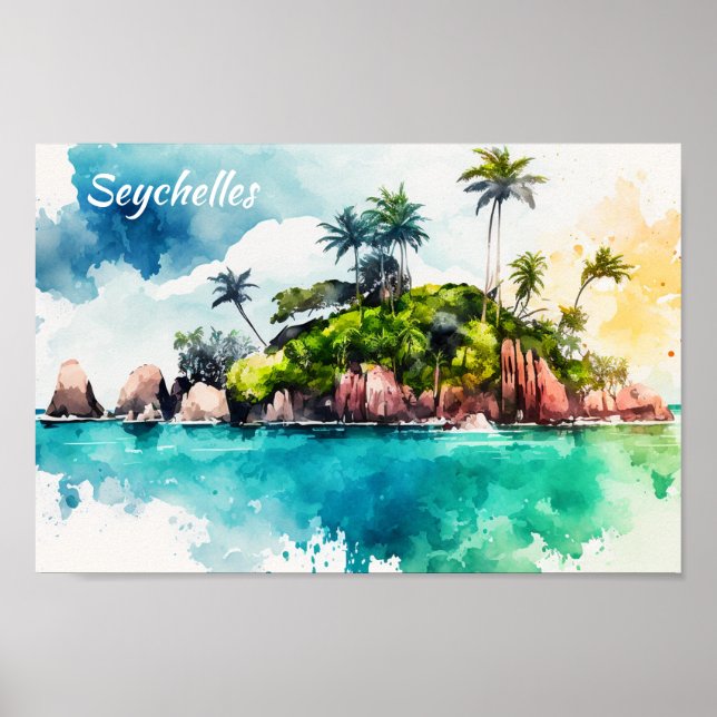 Tropical Seychelles Islands Painting Poster (Front)