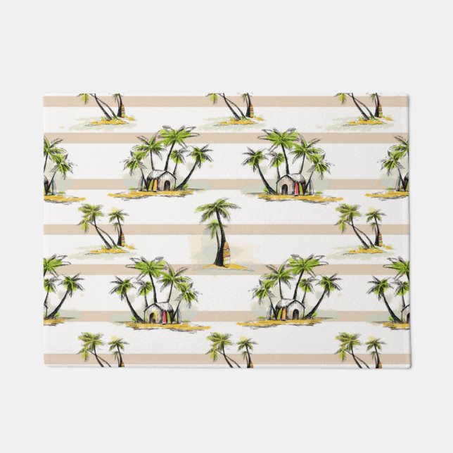 Tropical Shack And Palms Doormat (Front)