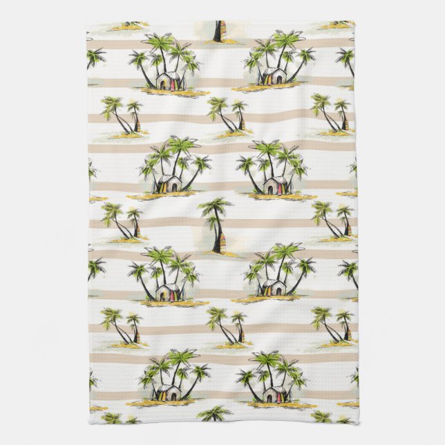 Tropical Shack And Palms Kitchen Towel (Vertical)