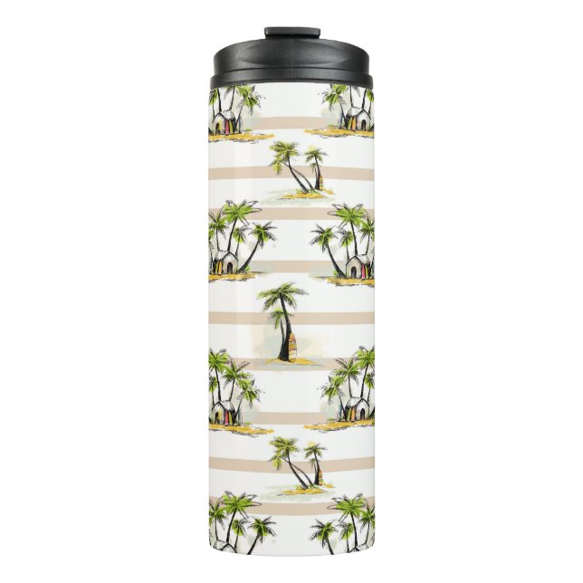Tropical Shack And Palms Thermal Tumbler (Front)