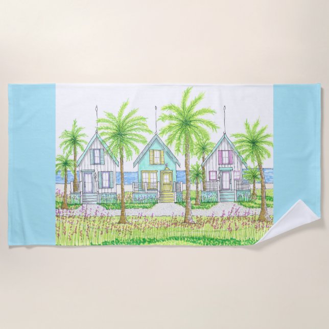 Tropical Shack Beach Towel (Front)