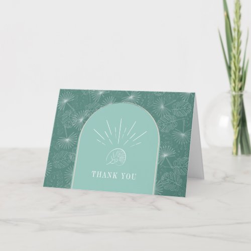 Tropical Shell Arch Aqua Beach Wedding Thank You Card