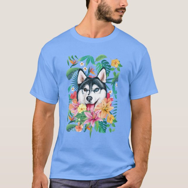 Tropical Siberian Husky T-Shirt (Front)