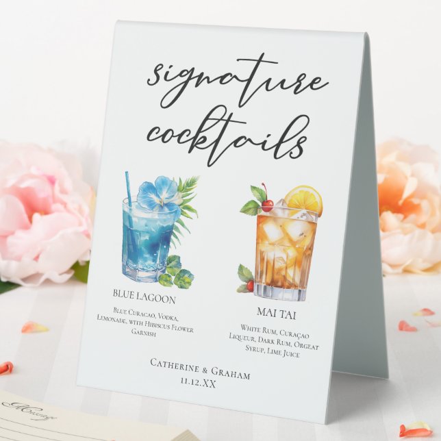 Tropical Signature Cocktails Wedding Menu Table Tent (In SItu (Wedding))