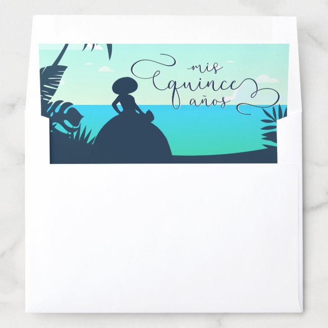 Tropical Silhouette Charro Quinceanera Envelope Liner (In Envelope)
