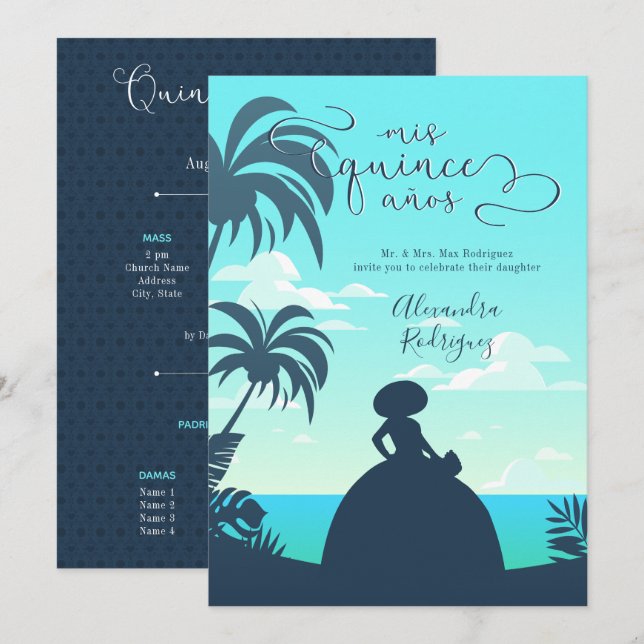 Tropical Silhouette Charro Quinceanera Invitation (Front/Back)