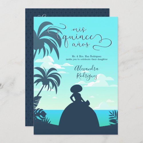 Tropical Silhouette Charro Quinceanera Invitation