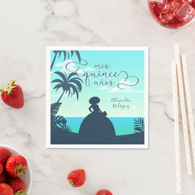 Tropical Silhouette Charro Quinceanera Napkins (Insitu)