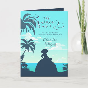 Tropical Silhouette Charro Quinceanera Photo Invitation