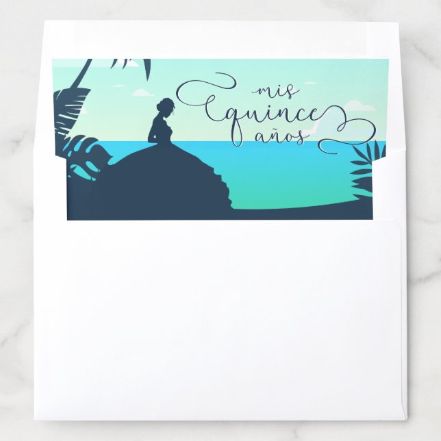 Tropical Silhouette Quinceanera Envelope Liner (In Envelope)