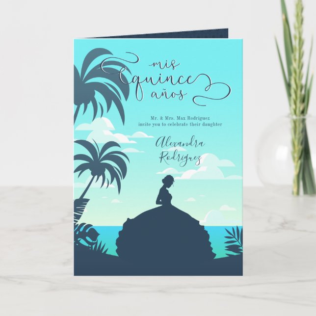 Tropical Silhouette Quinceanera Invitation (Front)