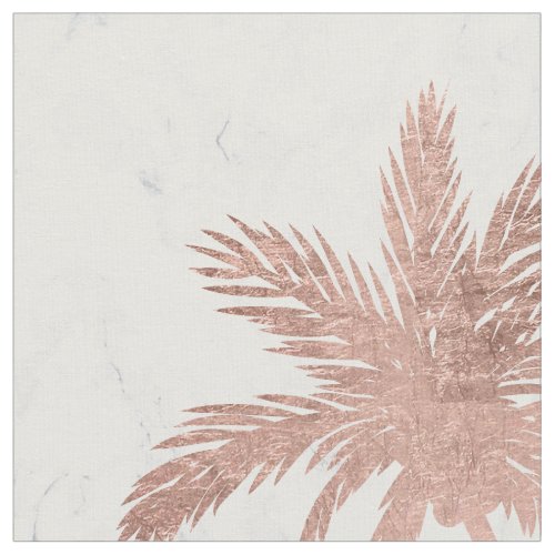Tropical simple rose gold palm trees white marble fabric