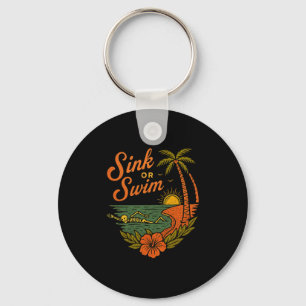 Tropical Sink Or Swim Skeleton Funny Beach Summer  Keychain