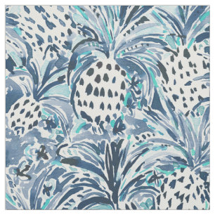 TROPICAL SITCH Indigo Pineapple Watercolor Fabric