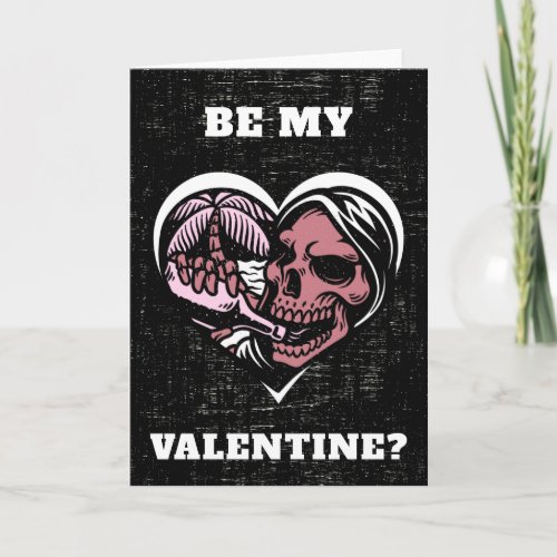 Tropical Skull Heart Grunge Valentines Day Gothic Card