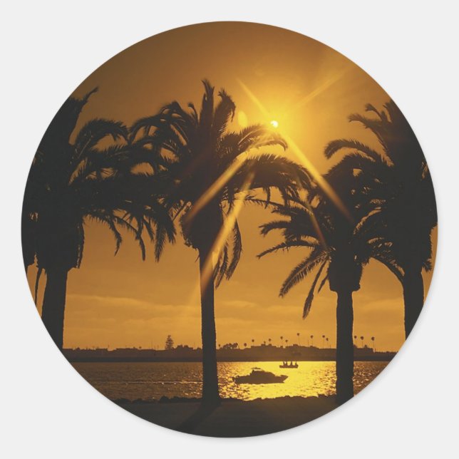 Tropical Sky Background Classic Round Sticker (Front)