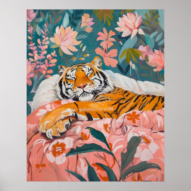 Tropical Sleepy Tiger Poster  (Front)