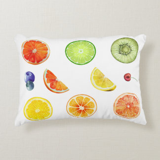 “Tropical Slice Symphony – Watercolor Fruit Art” Accent Pillow
