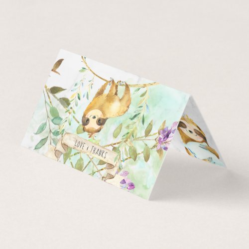 Tropical Sloth  Baby Shower Thank You Business Card