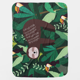 Tropical Sloth: Cartoon Seamless Pattern Baby Blanket