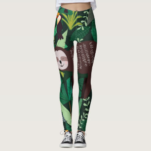 Tropical Sloth: Cartoon Seamless Pattern Leggings