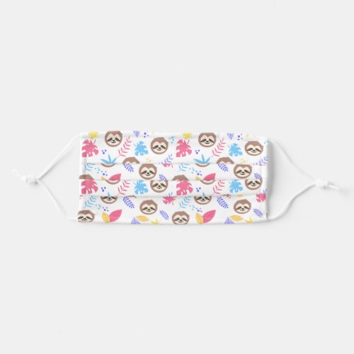 Tropical Sloth  Leaves Pattern Adult Cloth Face Mask