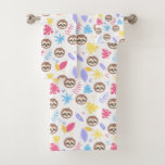 Tropical Sloth &amp; Leaves Pattern Bath Towel Set