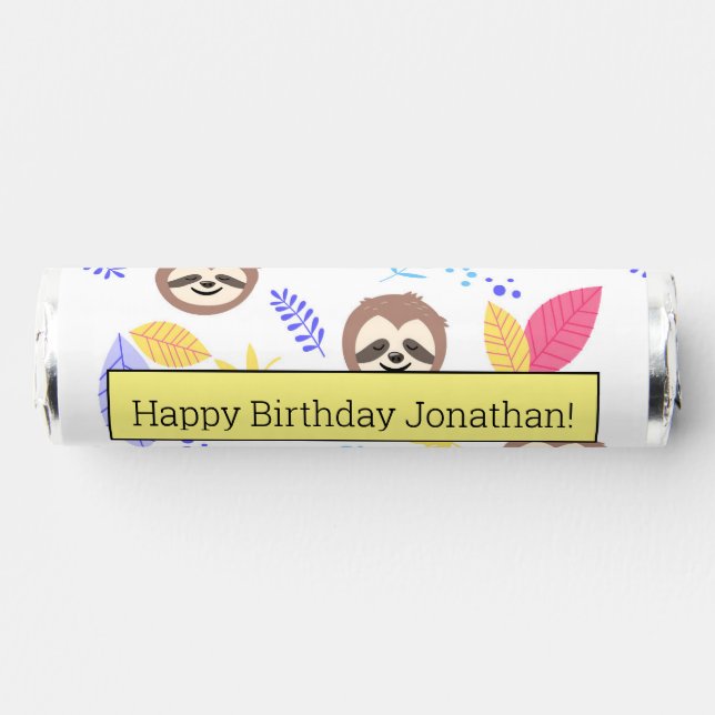 Tropical Sloth & Leaves Pattern Breath Savers® Mints (Front)