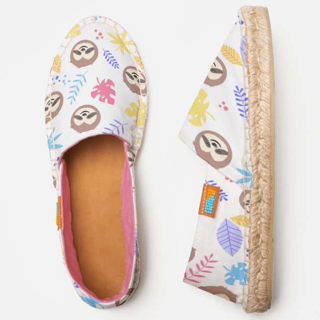 Tropical Sloth & Leaves Pattern Espadrilles (Side)