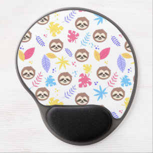 Tropical Sloth & Leaves Pattern Gel Mouse Pad