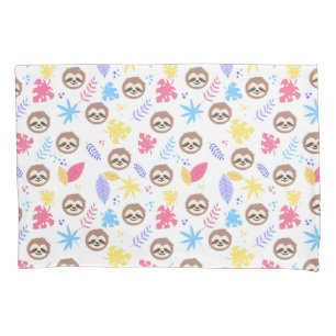 Tropical Sloth & Leaves Pattern Pillow Case