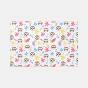 Tropical Sloth & Leaves Pattern Rug