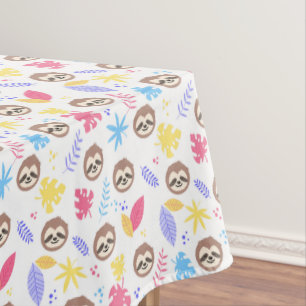 Tropical Sloth & Leaves Pattern Tablecloth