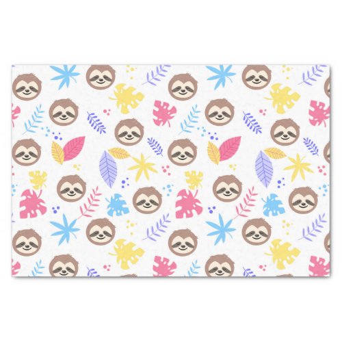 Tropical Sloth  Leaves Pattern Tissue Paper