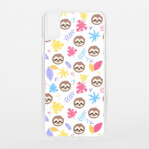 Tropical Sloth & Leaves Pattern iPhone XS Case
