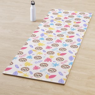 Tropical Sloth & Leaves Pattern Yoga Mat