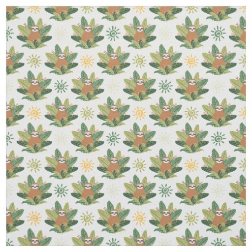 Tropical Sloth Pattern Fabric