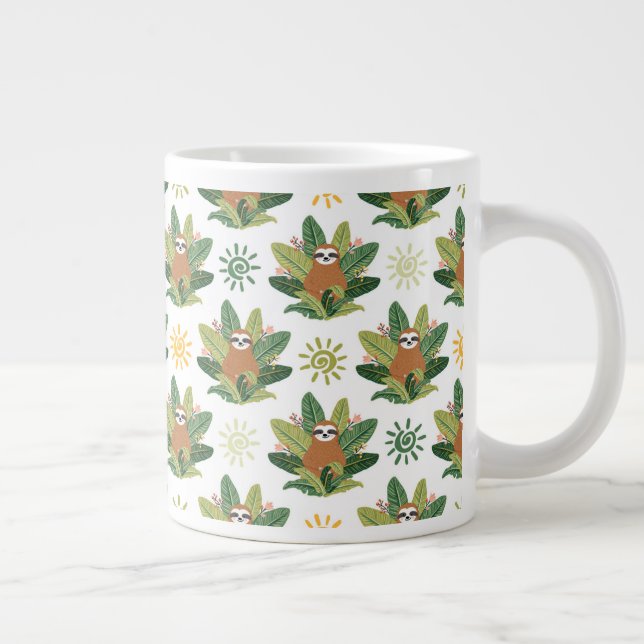 Tropical Sloth Pattern Giant Coffee Mug (Right)