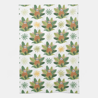 Tropical Sloth Pattern Kitchen Towel